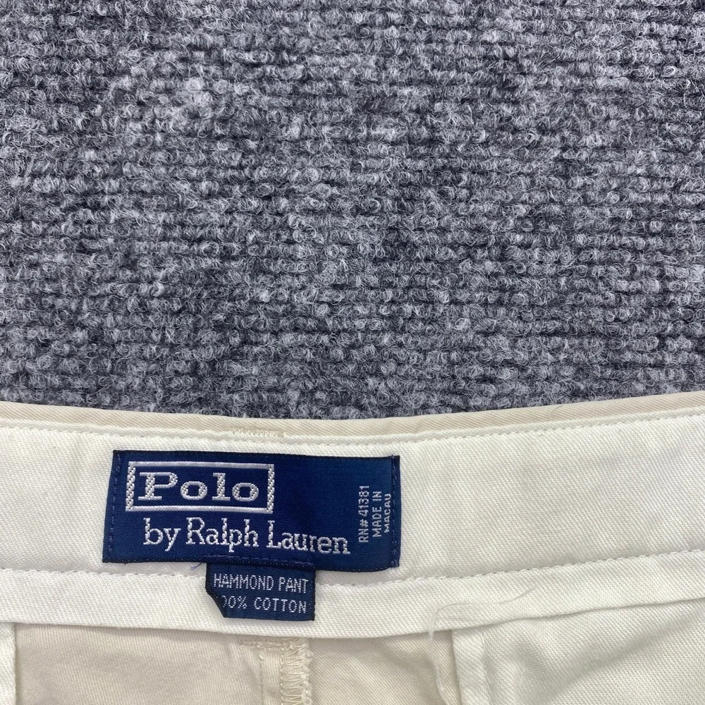 Polo Ralph Lauren Hammond Pant Mens Sz 33 Beige Pleated Cotton Chino Trousers
